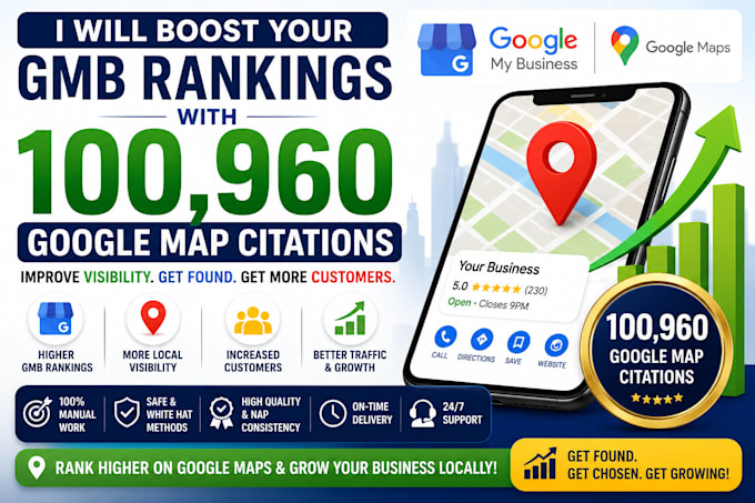 boost your gmb rankings with 100,960 google map citations