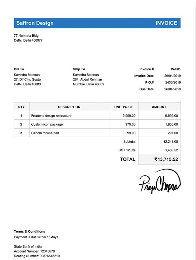 create professional invoices and billing documents