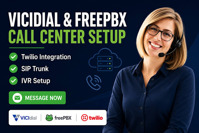 setup vicidial, twilio, sip trunk, linode, and freepbx call center phone system