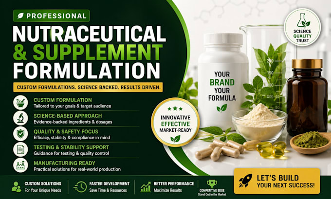 develop custom nutraceutical and supplement formulations and testing