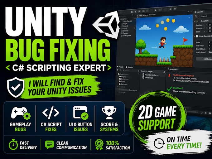 fixing simple and basic unity 2d bugs and c sharp scripts