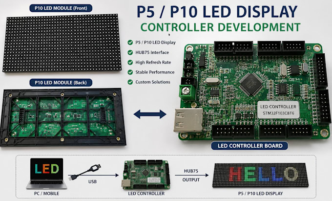 develop led display control board for p5 and p10 modules