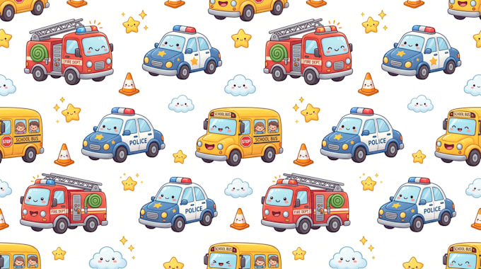 create seamless cartoon vehicle pattern designs