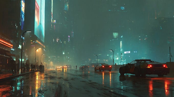 make stunning cyberpunk city illustrations
