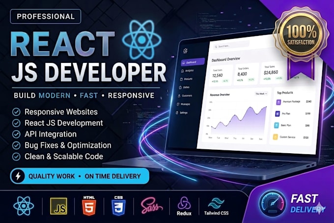 build a responsive react js website, dashboard, or figma to react web app