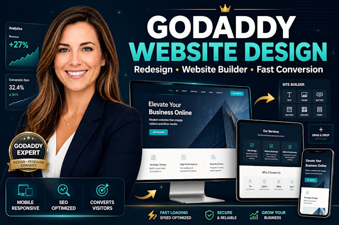 Build a responsive godaddy website design, godaddy website redesign ...