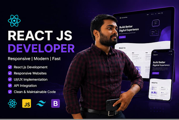 react js frontend developer responsive website development