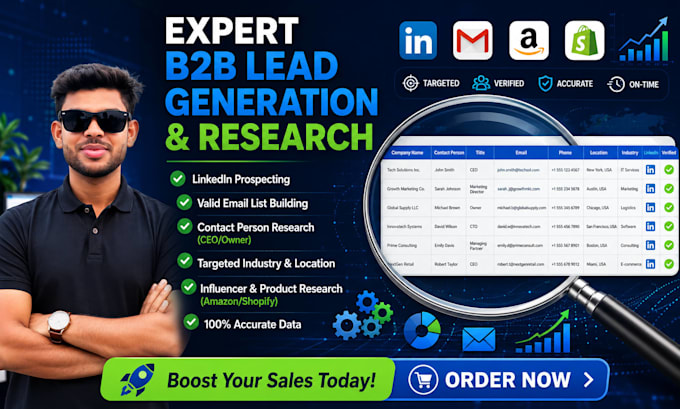 do b2b lead generation, linkedin research and email list building