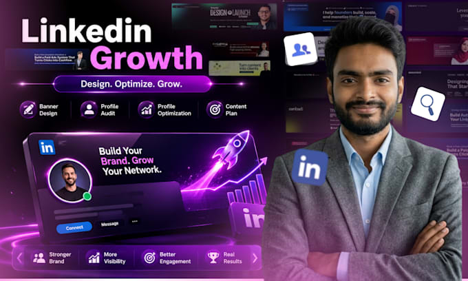 do linkedin banner design, audit, optimization, and content
