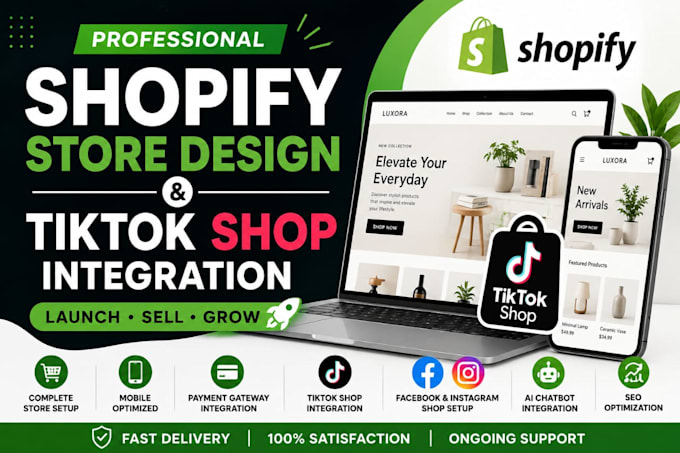 create a professional shopify store facebook and tiktok shop