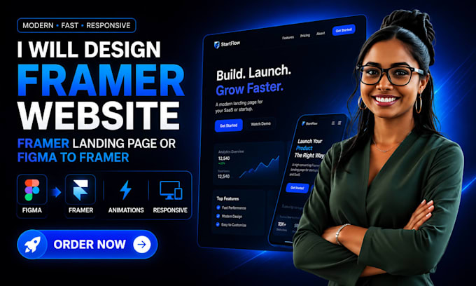 design a framer website, framer landing page or figma to framer