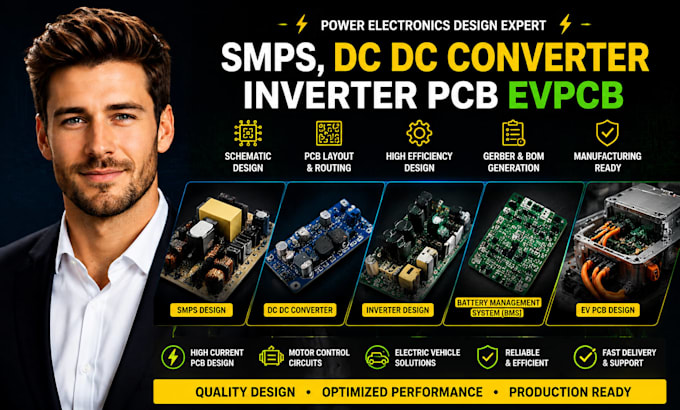 power circuit electronics design, smps, dc dc converter and inverter pcb evpcb