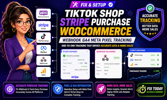 fix tiktok shop stripe purchase woocommerce webhook ga4 meta pixel tracking