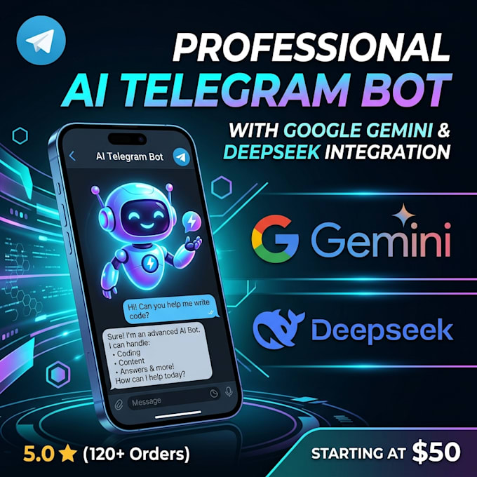 create a custom ai telegram bot with chat history using gemini or deepsek