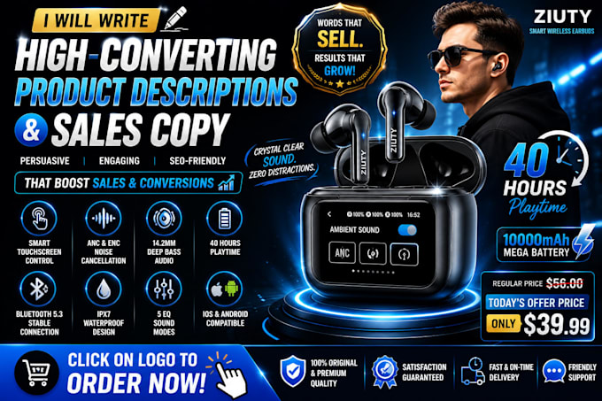 create professional product listings for wireless earbuds