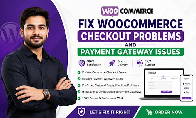 fix woocommerce checkout problems and payment gateway issues worldpress webbsite
