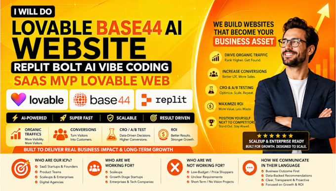 do lovable base44 ai website, replit bolt ai vibe coding, saas mpv lovable web