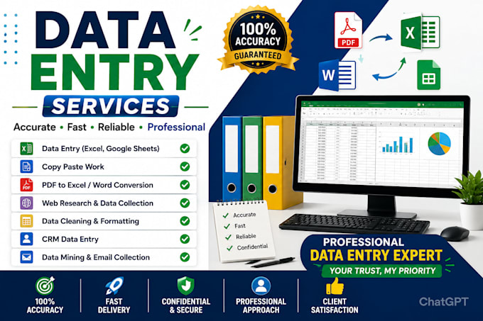 do professional data entry, CRM data entry and virtual assistant tasks