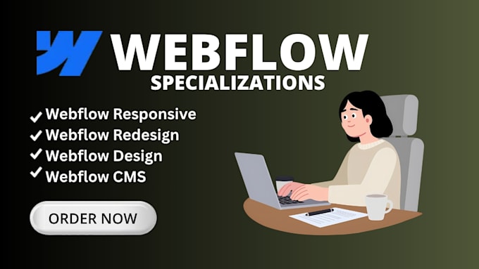 build a responsive webflow site with stunning design, redesign, and cms setup