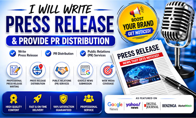write press release, public relations, and PR distribution