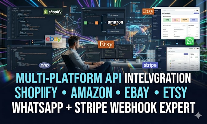do shopify api, ebay api, amazon api, etsy api, whatsapp api, stripe webhook php