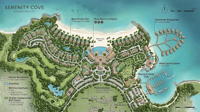 do resort map, hotel map, boutique hotel map, luxury resort map, master plan