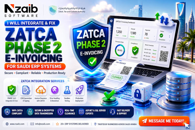 integrate zatca phase 2 e invoicing for saudi erp systems