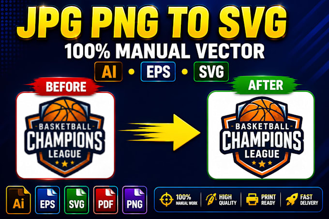 manually vector trace logo and convert jpg png to svg ai eps