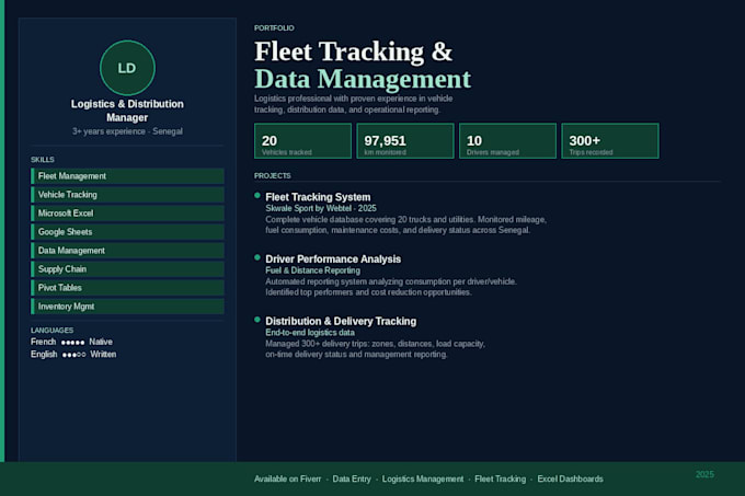 data entry and logistics spreadsheet management