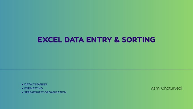 do excel data entry, data sorting, and data cleaning