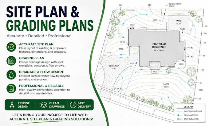professional site plan grading plans for residential and commercial projects
