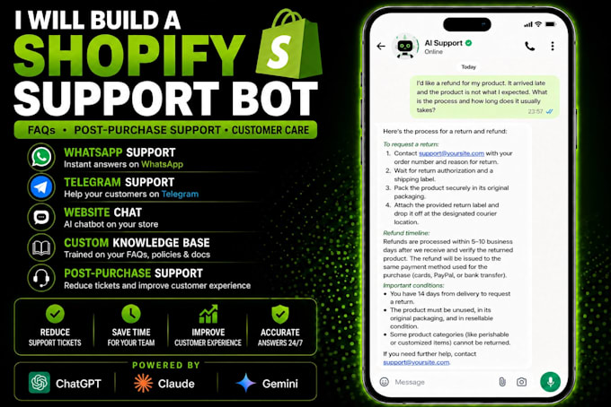 build an ai shopify chatbot for customer support