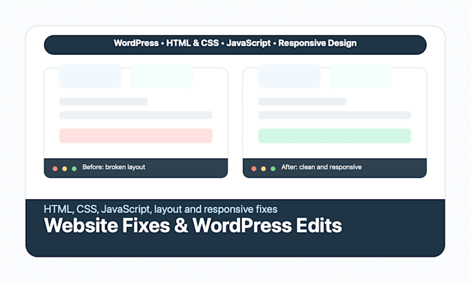 fix HTML CSS javascript or wordpress website issues