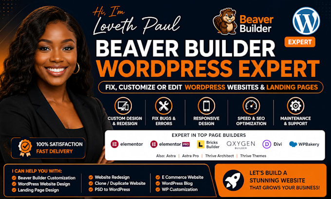 fix, edit  customize beaver builder wordpress landing pages