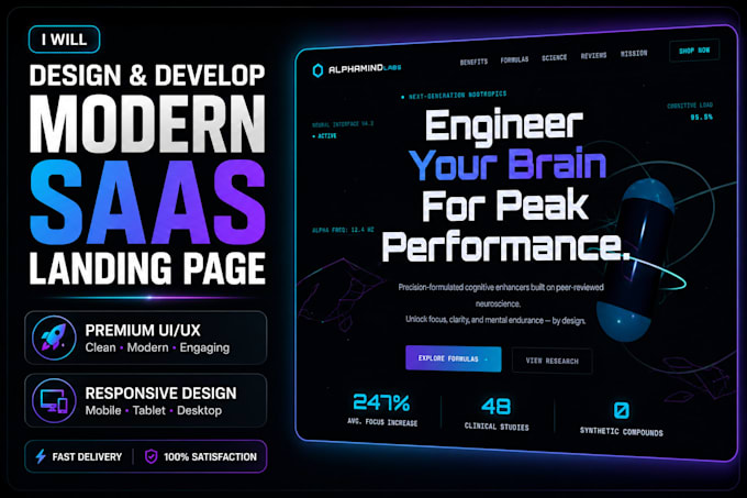 design and develop a modern saas landing page