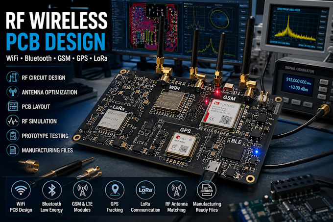 do rf wireless pcb design for wifi bluetooth GSM gps and lora devices