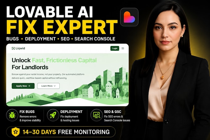 fix lovable ai bugs, deployment issues, search console and SEO error fixes audit