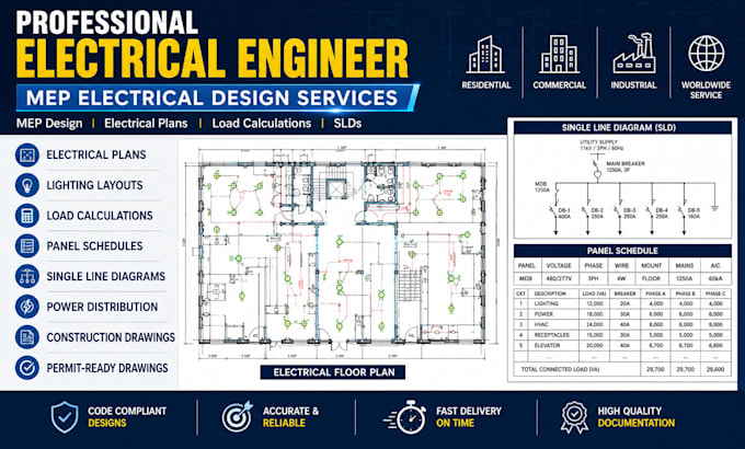 create electrical panel schedules circuit design lighting power distribution