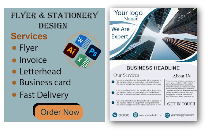 do professional invoice flyer letterhead design