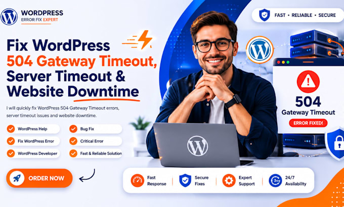 fix wordpress 504 gateway timeout error, server timeout and website downtime