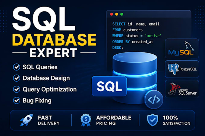 write sql queries, create databases, and fix sql issues