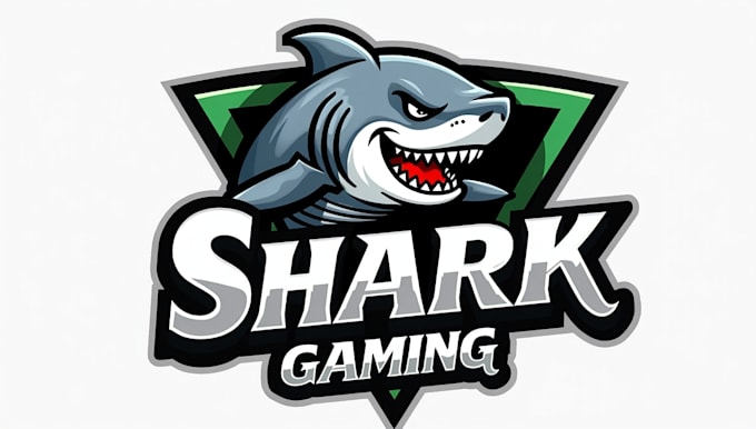 make a high quality angry shark mascot logo with new concept