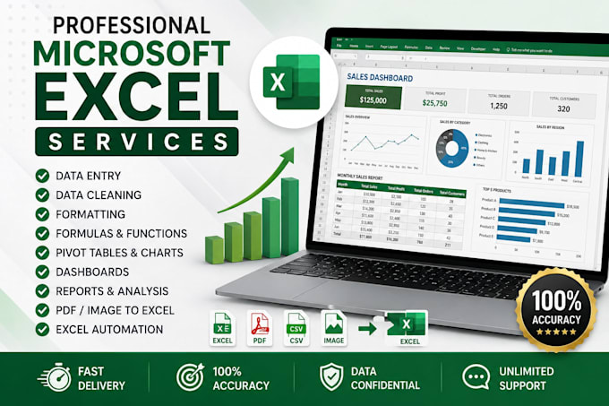 do professional microsoft excel data entry, analysis, dashboards, and reports