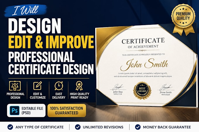 design edit and improve professional certificate design