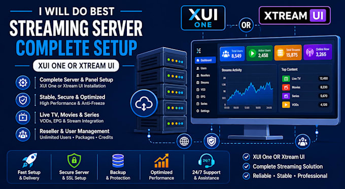 setup xtream UI, xui one, and iptv streaming server