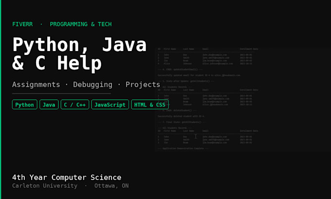 help you with python, java, c, or web development assignments and project