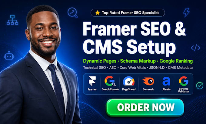 setup framer SEO framer cms setup schema markup framer meta tags sitemap aeo