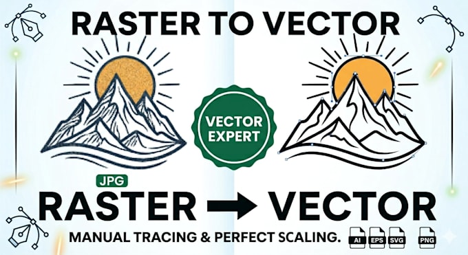 manually convert image to vector, vectorize logo, or sketch to vector