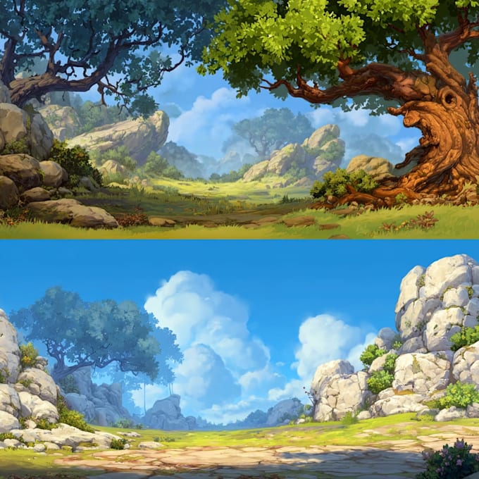 design 2d game concept art background and environment