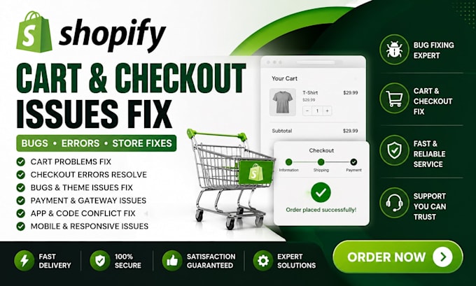fix shopify cart problems and checkout errors